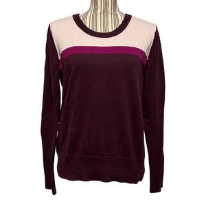 GAP | sweater burgundy & pink stripe top large crew